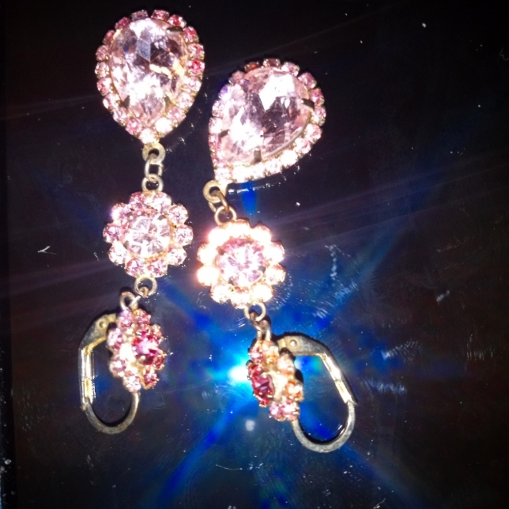Pink Gemstone Silver Drop Earrings